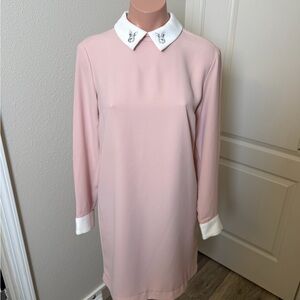 Victoria Beckham For Target Elegant Pink Collared Dress Sz S